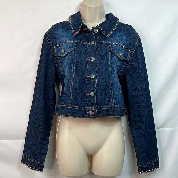 Don’t Mess with Texas denim Jacket with embellishments. Size M NWT - Picture 1 of 15